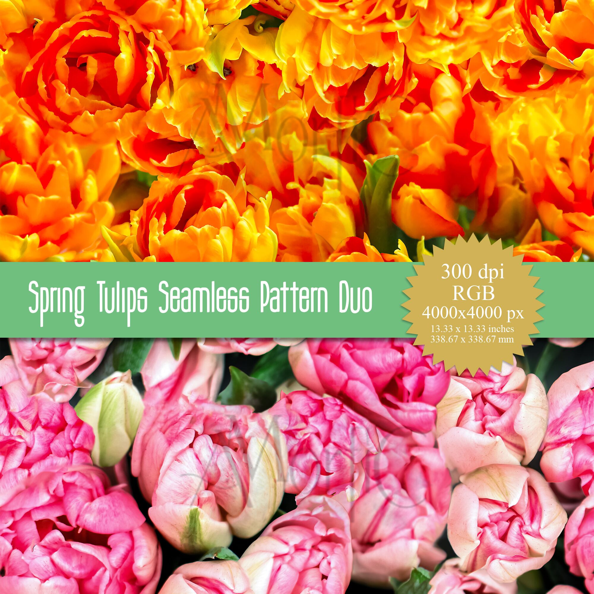 Spring Tulips Seamless Design Pattern Duo